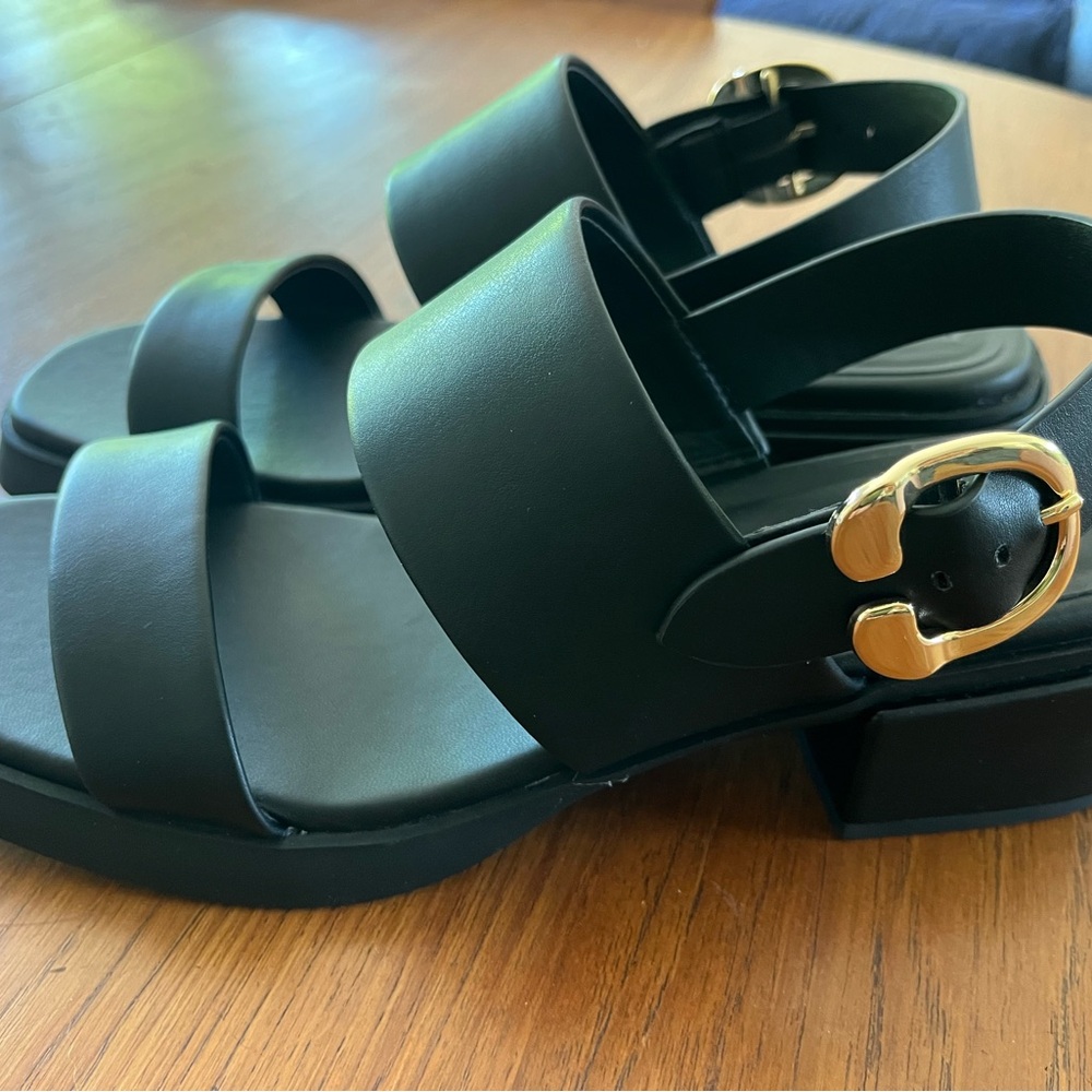 AEROSOLES Black and Gold Minimalist Sandals